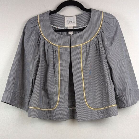 NWT Anthropologie Sidra Black & White Pinstripe Short Jacket 3/4 Length Sleeve - Picture 11 of 11